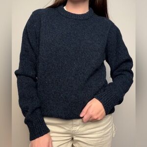 Vintage 100% Lambswool LL Bean green variegated green blue sweater sz M